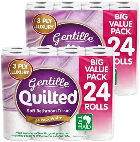 51PSxmKppDL._AC_ Gentille Quilted Bathroom Tissue Rolls | Luxury 3-Ply Toilet Paper Soft, Strong & Sustainable | (48rolls) - Image 1