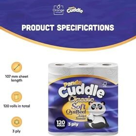 Panda Cuddle 3‑Ply Quilted Toilet Paper-Pack of 120